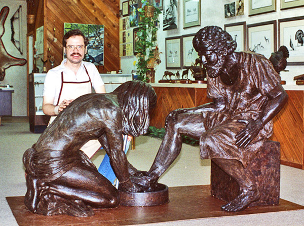Max Greiner beside the developing Divine Servant® sculpture in his studio