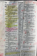 Bible page at Isaiah 60 with highlighted and handwritten markings