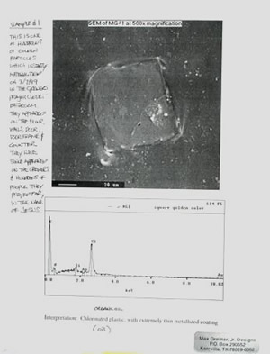 Laboratory report containing a sample image and a graph